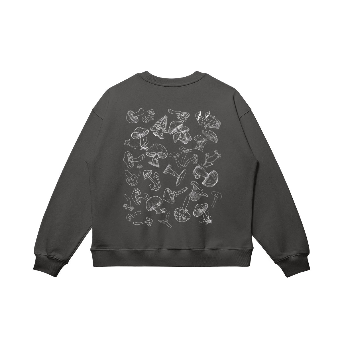 Oversized Cotton Sweatshirt, 'Cozy Mushroom' Dark