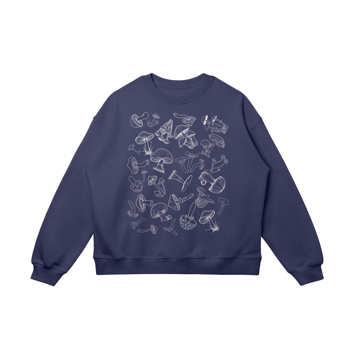 Oversized Cotton Sweatshirt, 'Cozy Mushroom' Dark