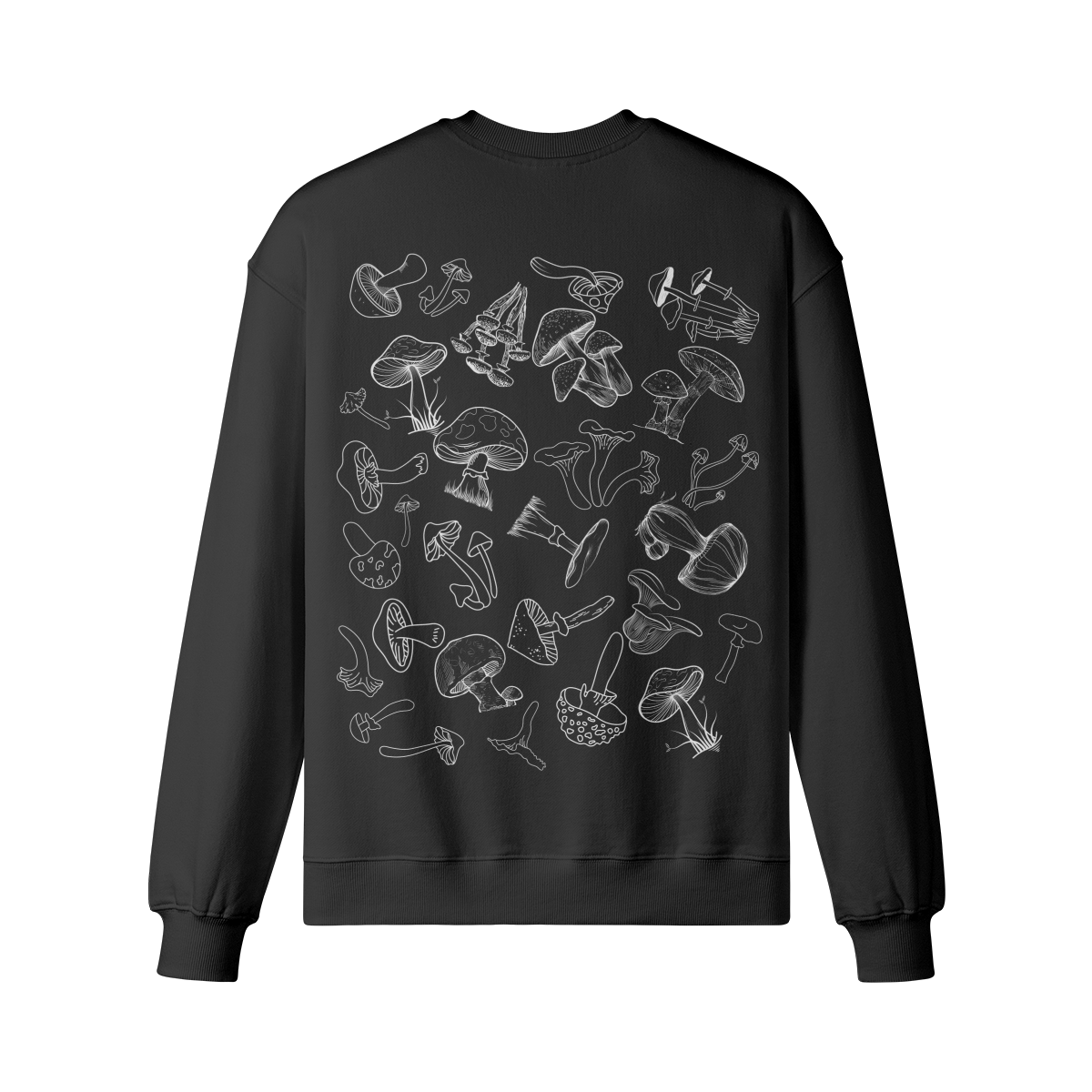 Oversized Cotton Sweatshirt, 'Cozy Mushroom' Dark