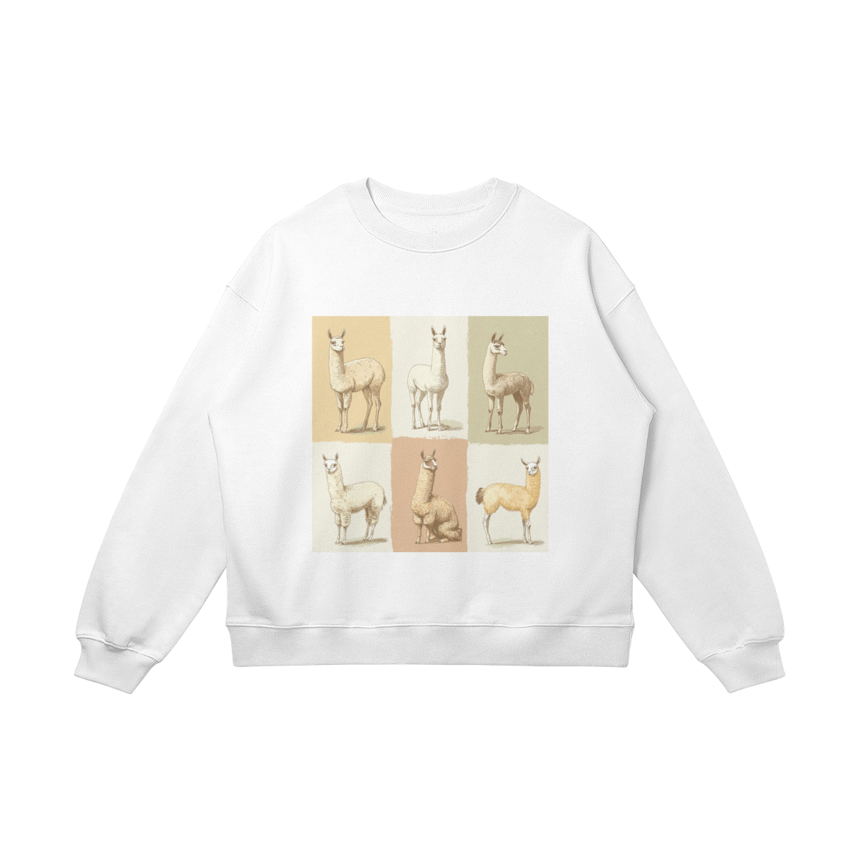 Loose Fit Cotton Sweatshirt, 'Alpaca Grid'