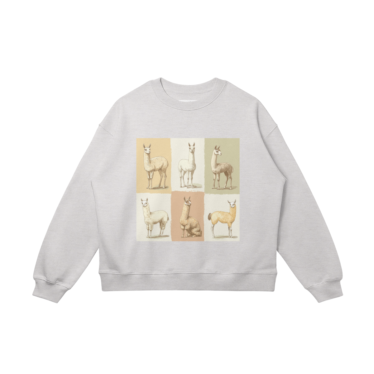 Loose Fit Cotton Sweatshirt, 'Alpaca Grid'