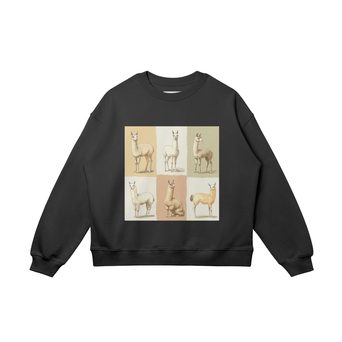 Loose Fit Cotton Sweatshirt, 'Alpaca Grid'