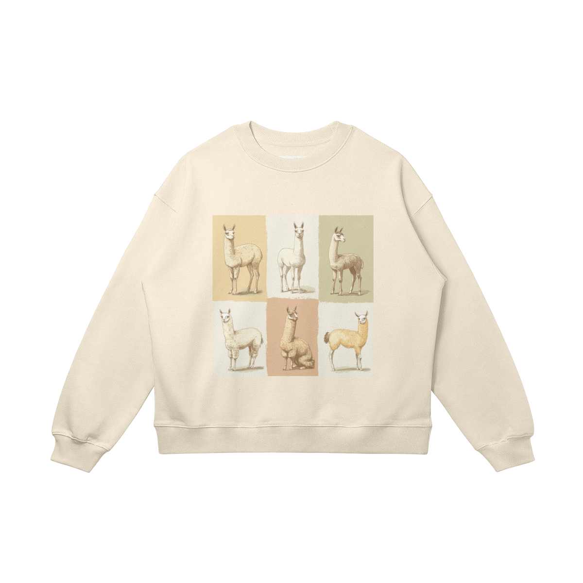 Loose Fit Cotton Sweatshirt, 'Alpaca Grid'