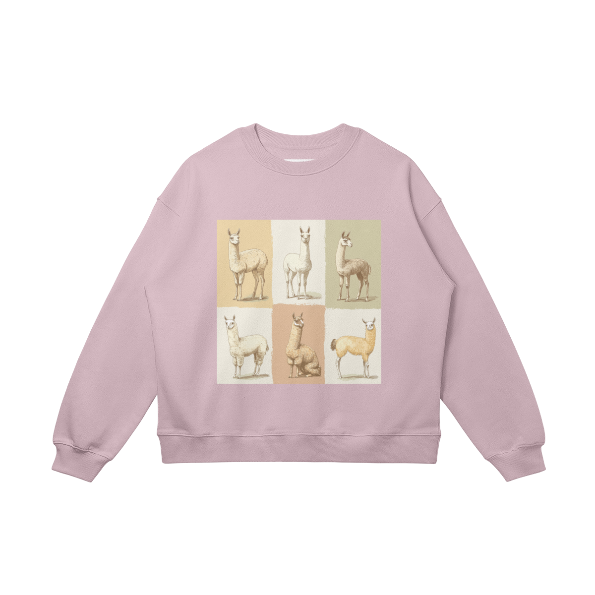 Loose Fit Cotton Sweatshirt, 'Alpaca Grid'