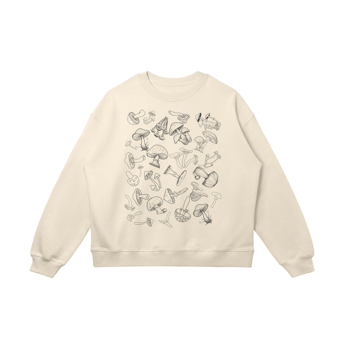 Oversized Cotton Sweatshirt, 'Cozy Mushroom'