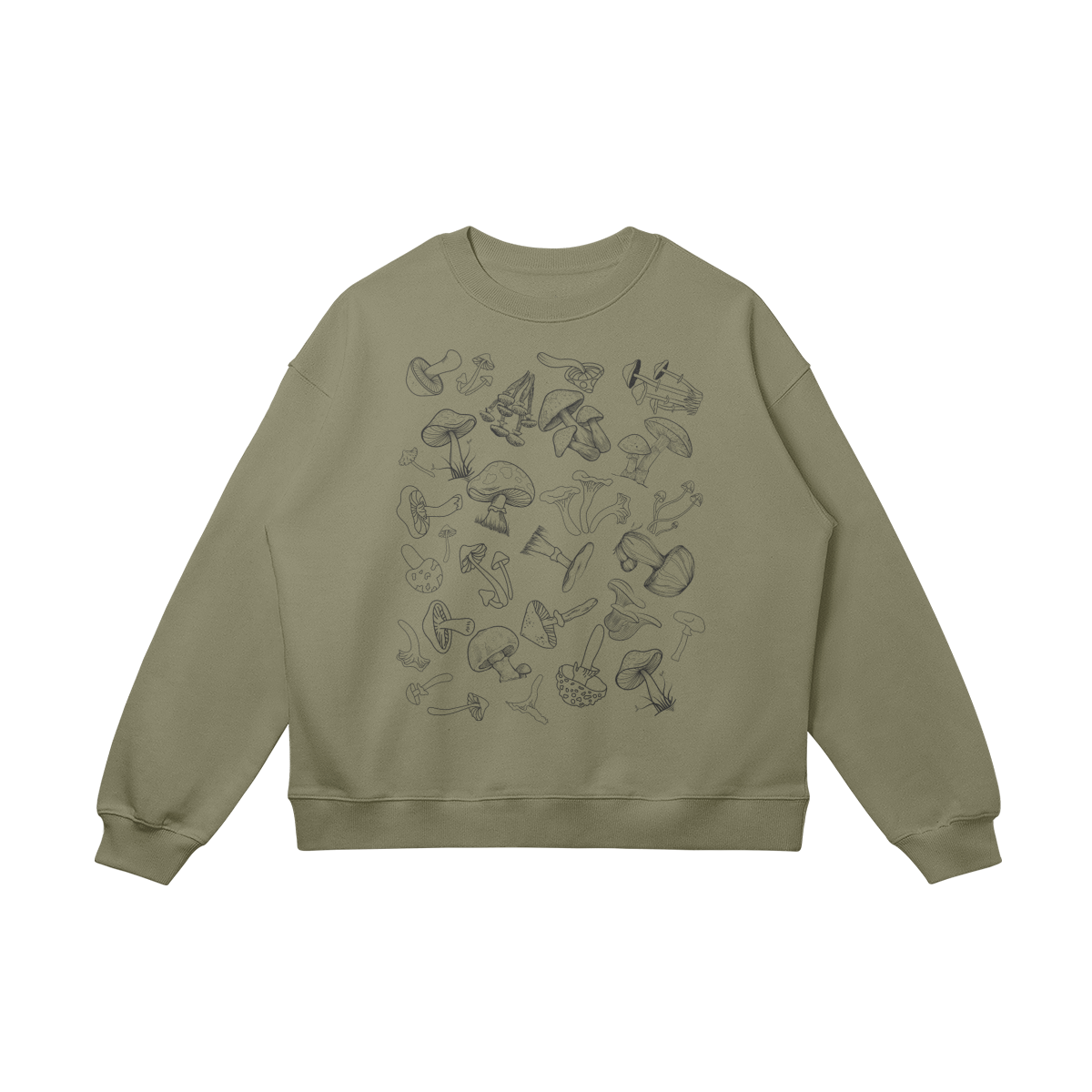 Oversized Cotton Sweatshirt, 'Cozy Mushroom'