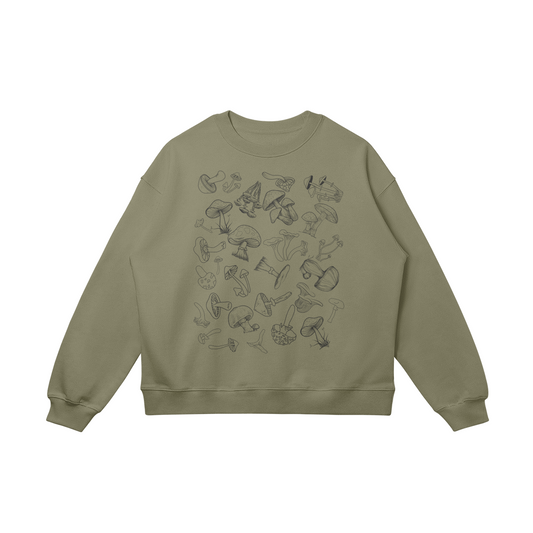 Oversized Cotton Sweatshirt, 'Cozy Mushroom'