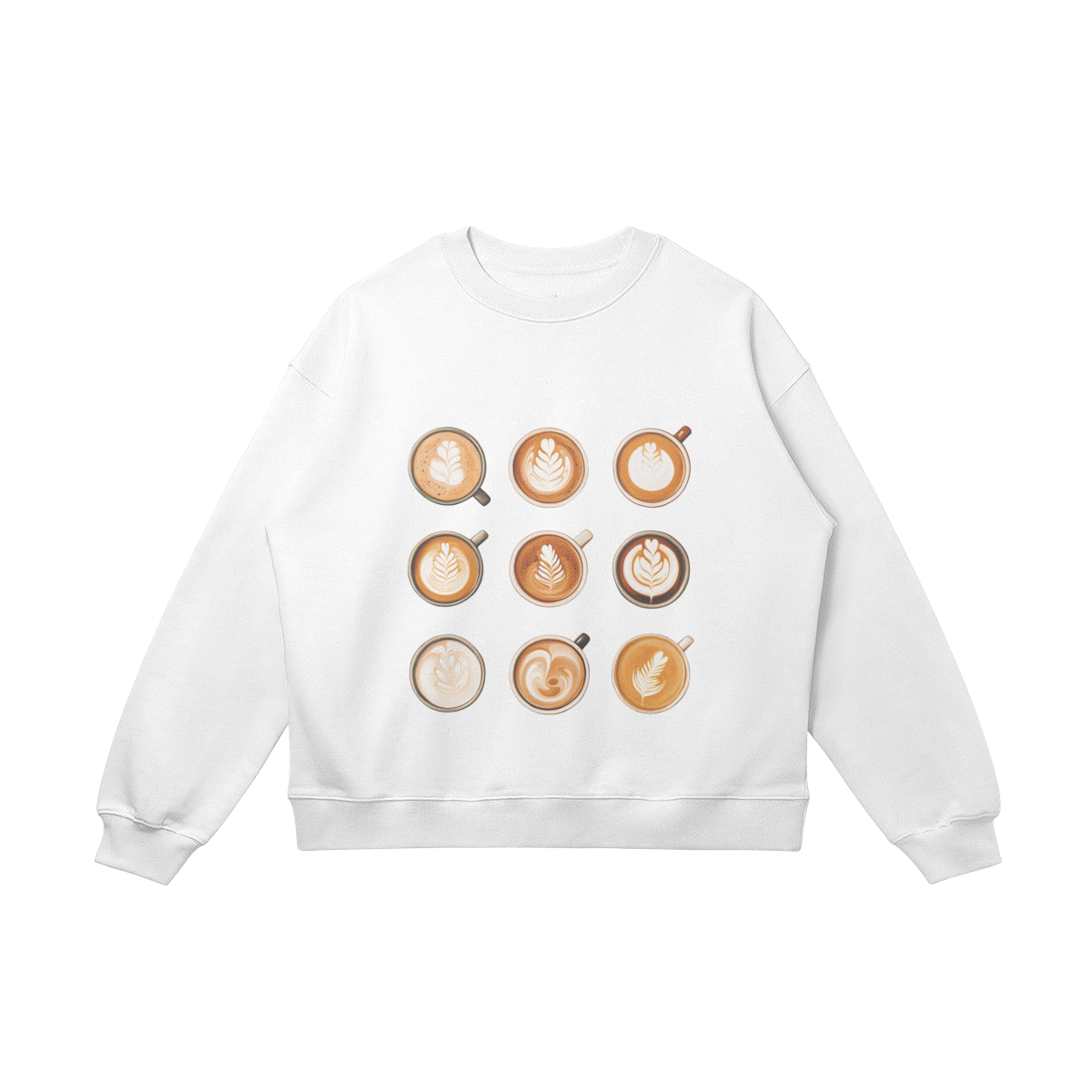 Oversized, cotton sweatshirt, relaxed, "Cappuccinos"