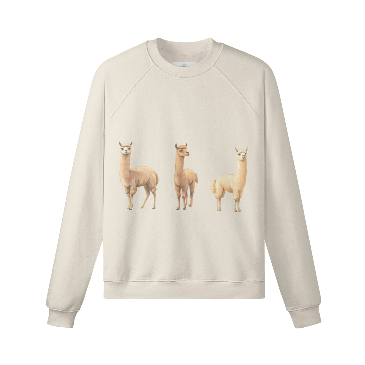 Heavyweight Fleeced-line Sweatshirt, Cotton, 'Alpacas'