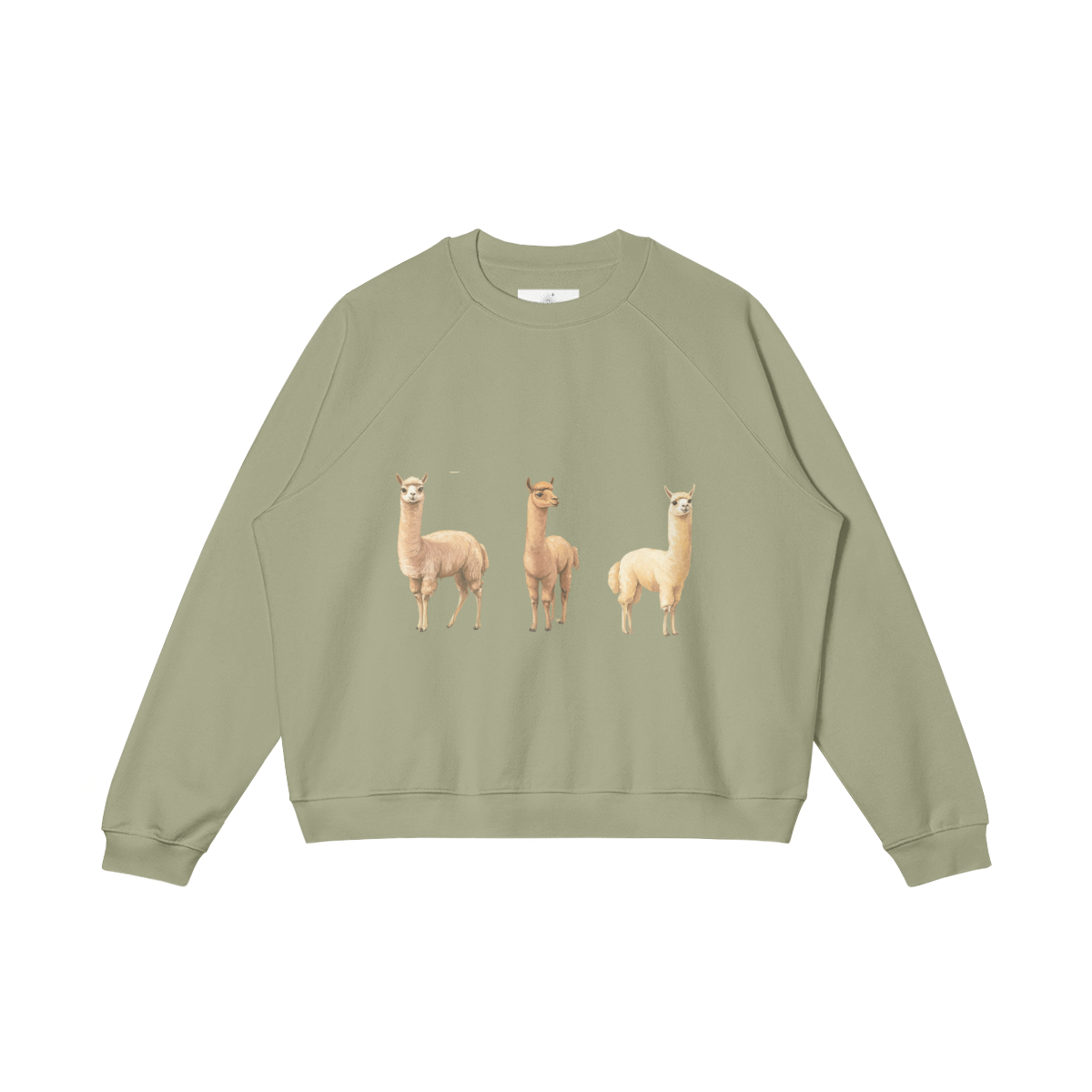 Heavyweight Fleeced-line Sweatshirt, Cotton, 'Alpacas'