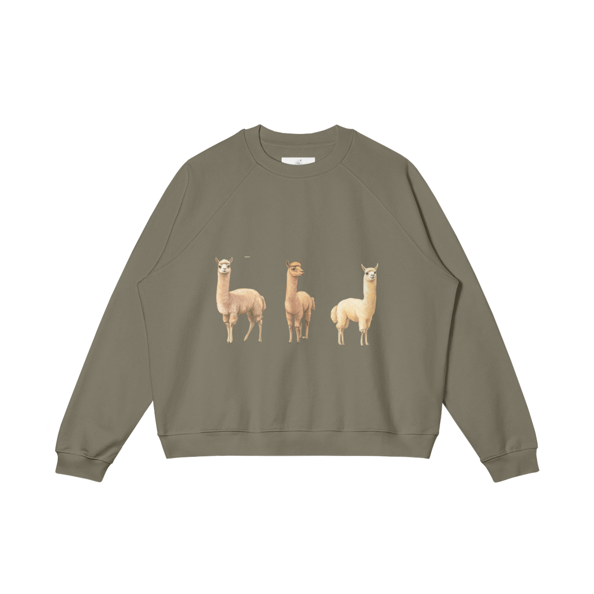 Heavyweight Fleeced-line Sweatshirt, Cotton, 'Alpacas'