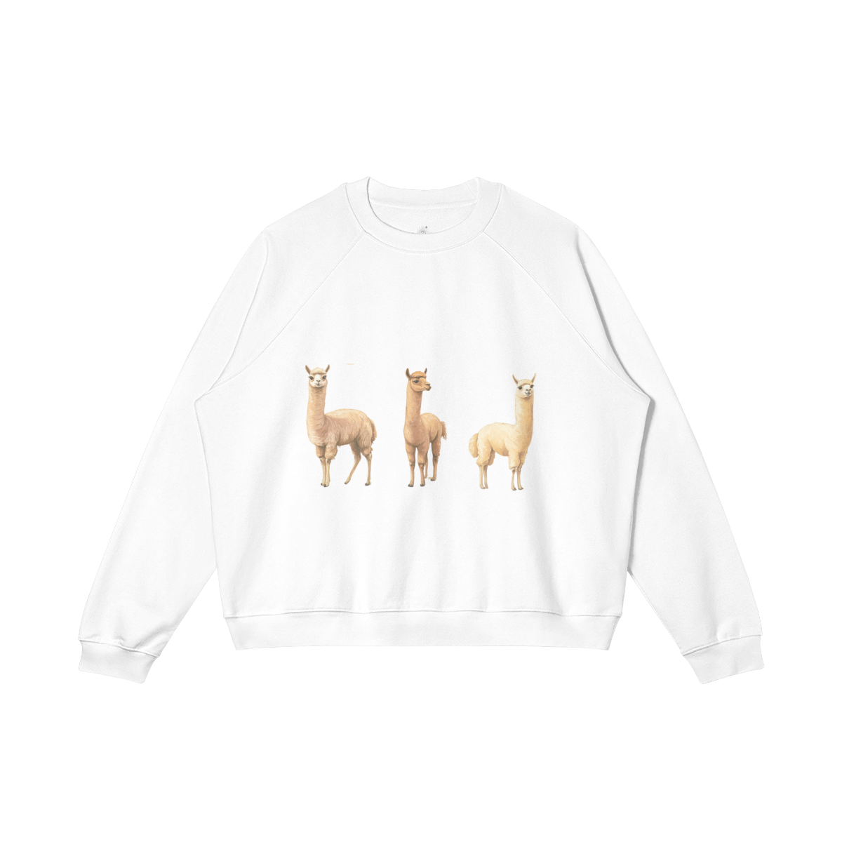 Heavyweight Fleeced-line Sweatshirt, Cotton, 'Alpacas'