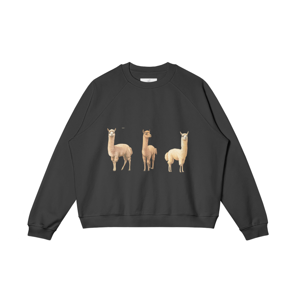 Heavyweight Fleeced-line Sweatshirt, Cotton, 'Alpacas'