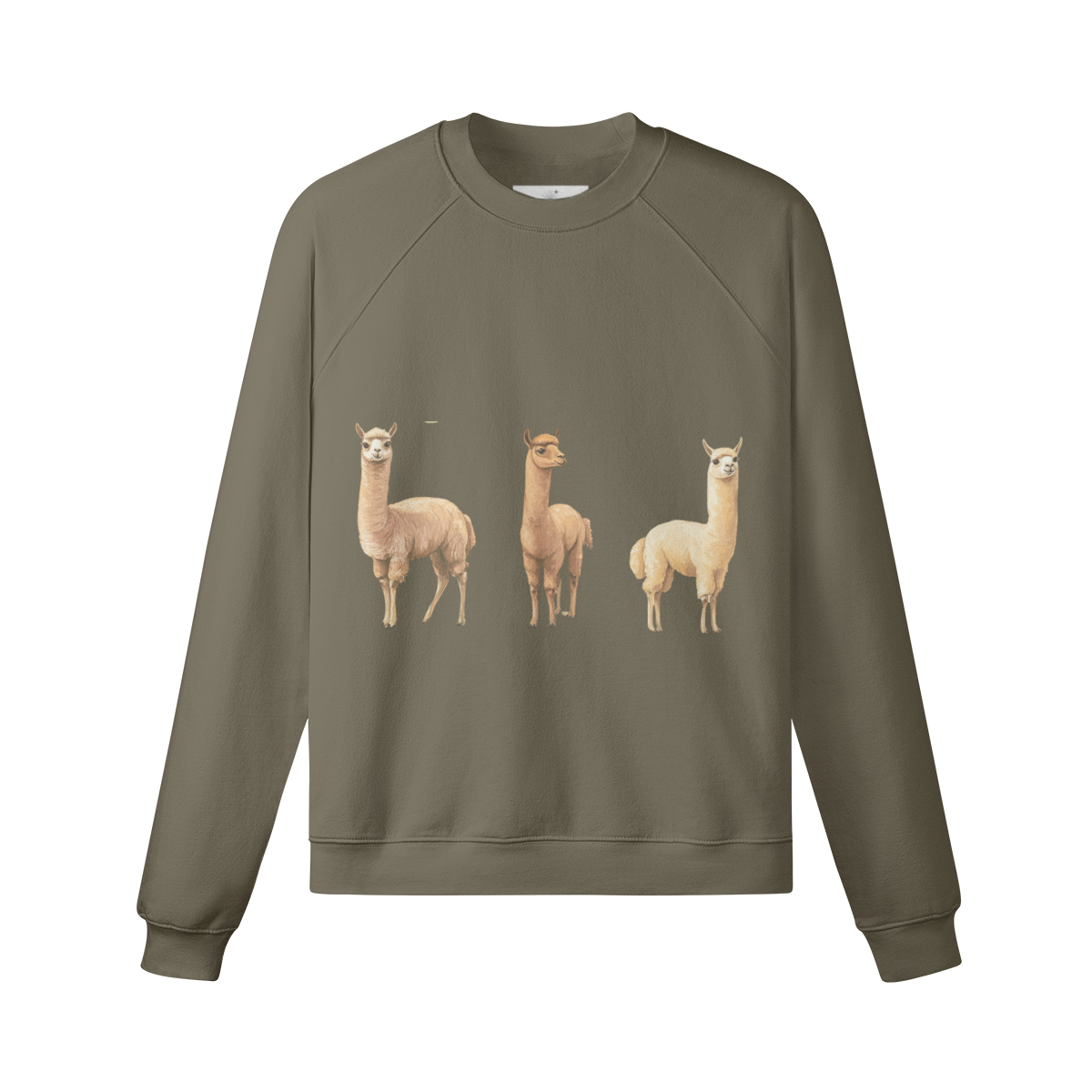 Heavyweight Fleeced-line Sweatshirt, Cotton, 'Alpacas'