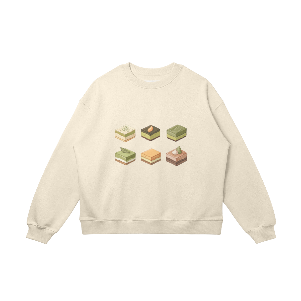 Oversized, cotton sweatshirt, relaxed, "Chocolate Matcha"