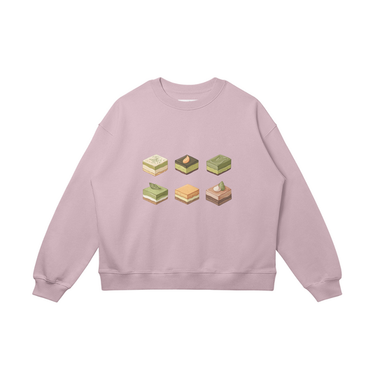 Oversized, cotton sweatshirt, relaxed, "Chocolate Matcha"