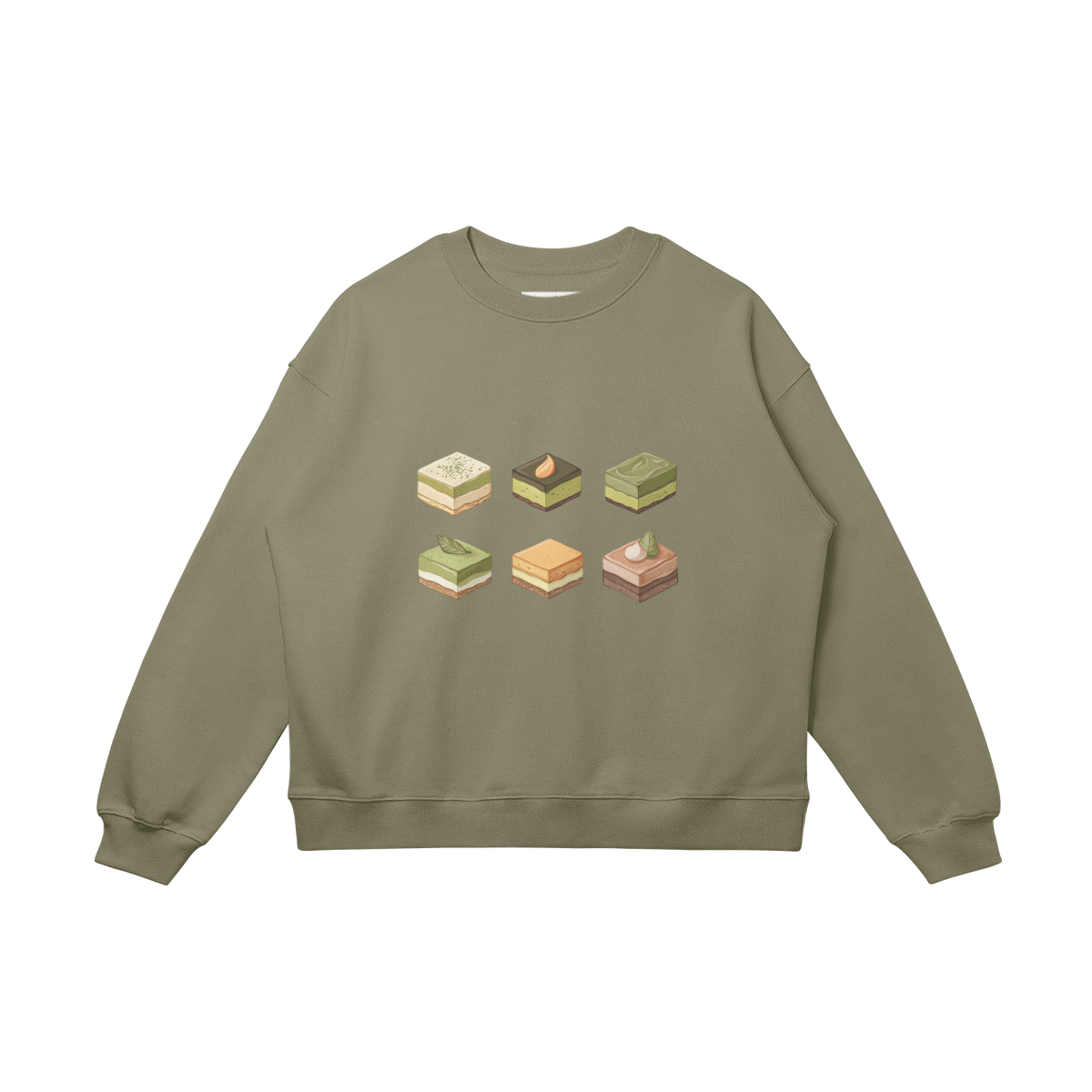 Oversized, cotton sweatshirt, relaxed, "Chocolate Matcha"