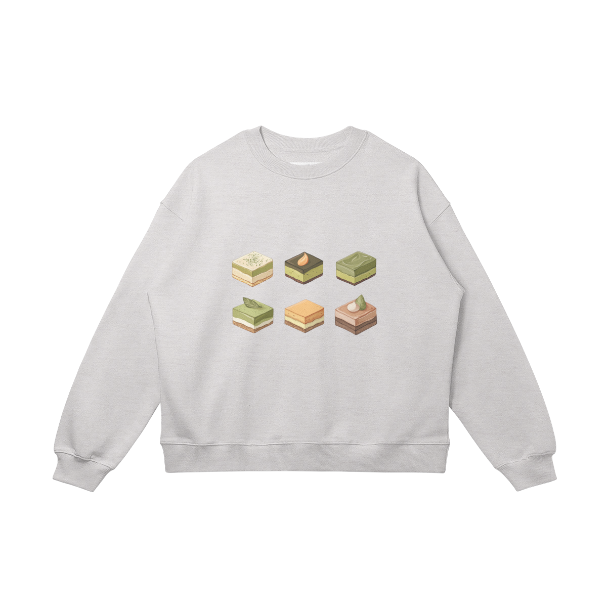 Oversized, cotton sweatshirt, relaxed, "Chocolate Matcha"