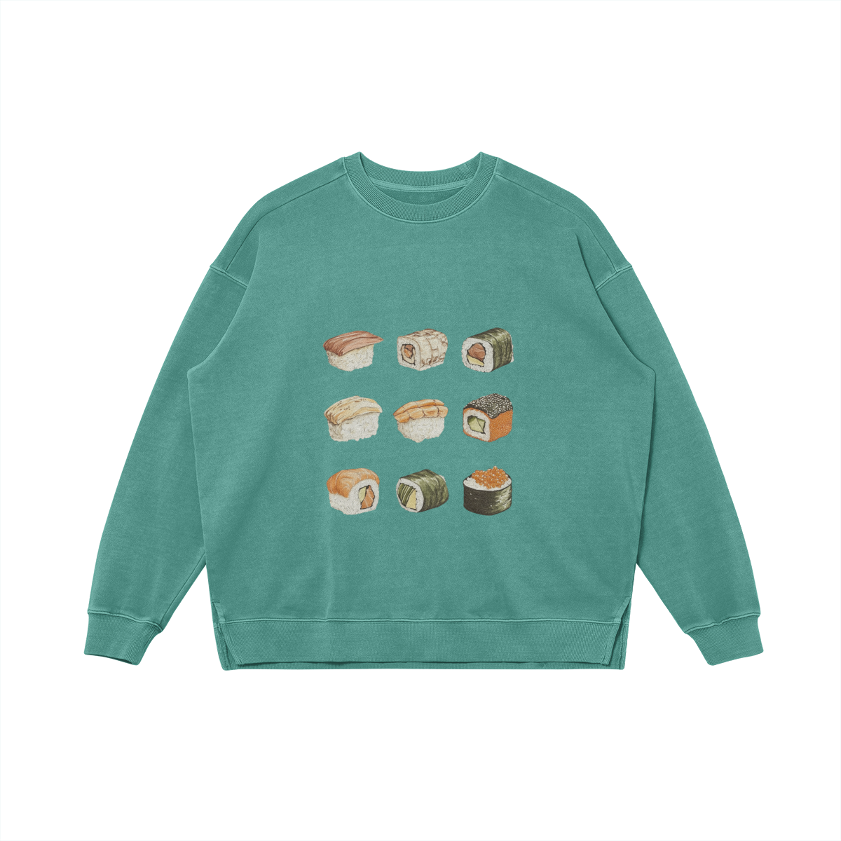 Heavyweight Soft Cotton Sweatshirt 'Maxi Sushi'