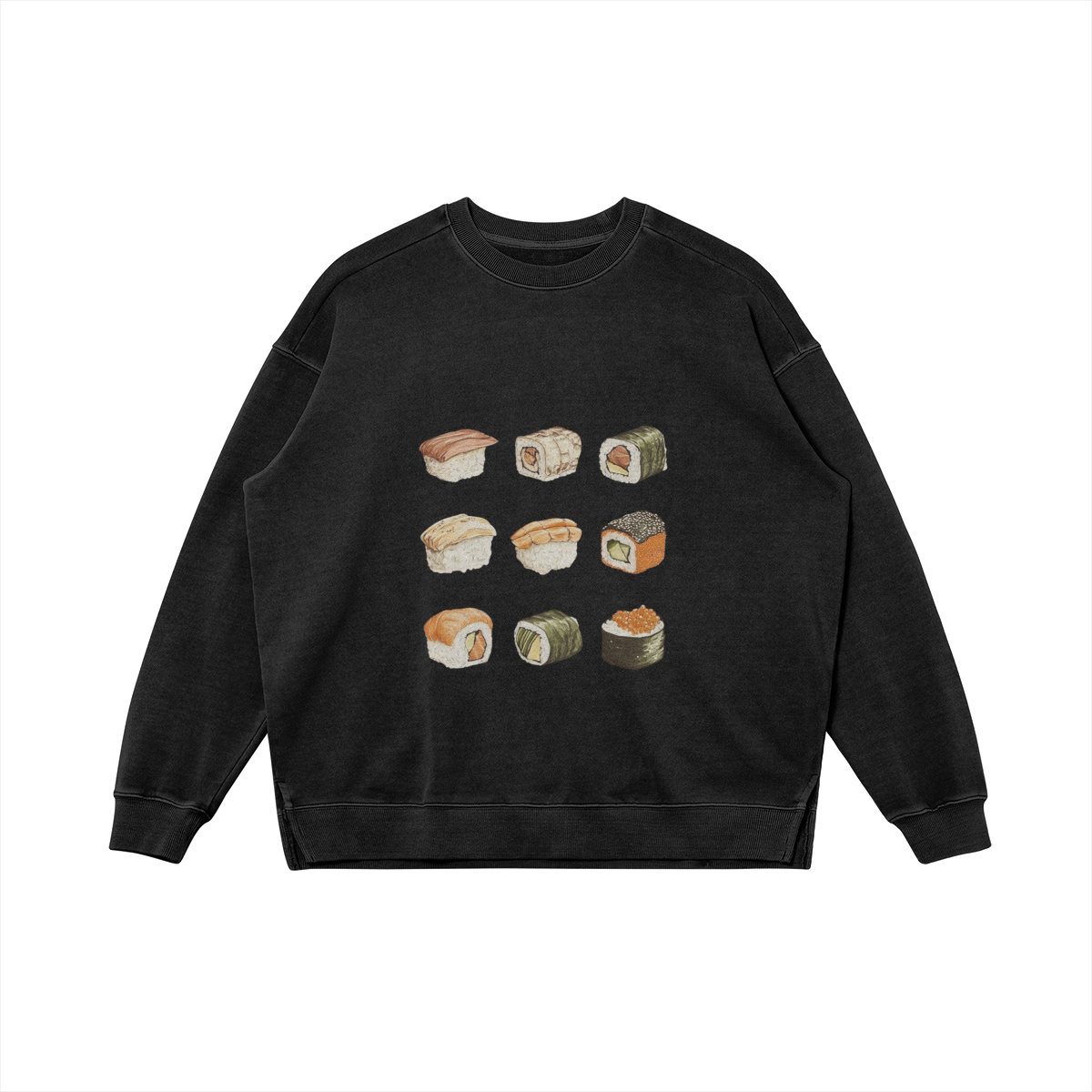 Heavyweight Soft Cotton Sweatshirt 'Maxi Sushi'