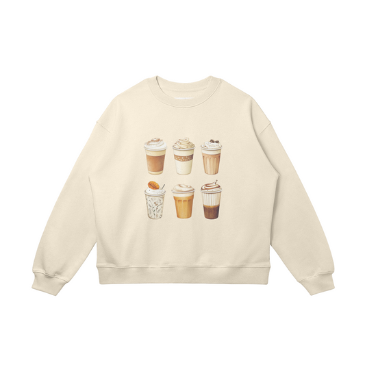 Oversized, cotton sweatshirt, relaxed fit, "Latte & Mocha"